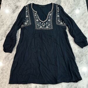 Abercrombie & Fitch blue long sleeve dress with embroidery details size large